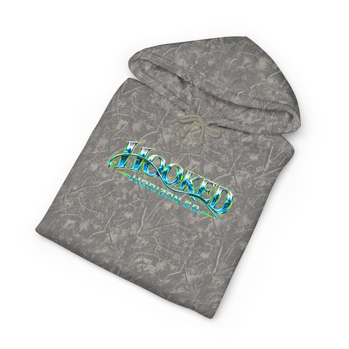 Barracuda Like Green Logo Hoodie—Hooked Horizon Co. — Fishing Back Graphic Hoodie, Multiple Color Variations