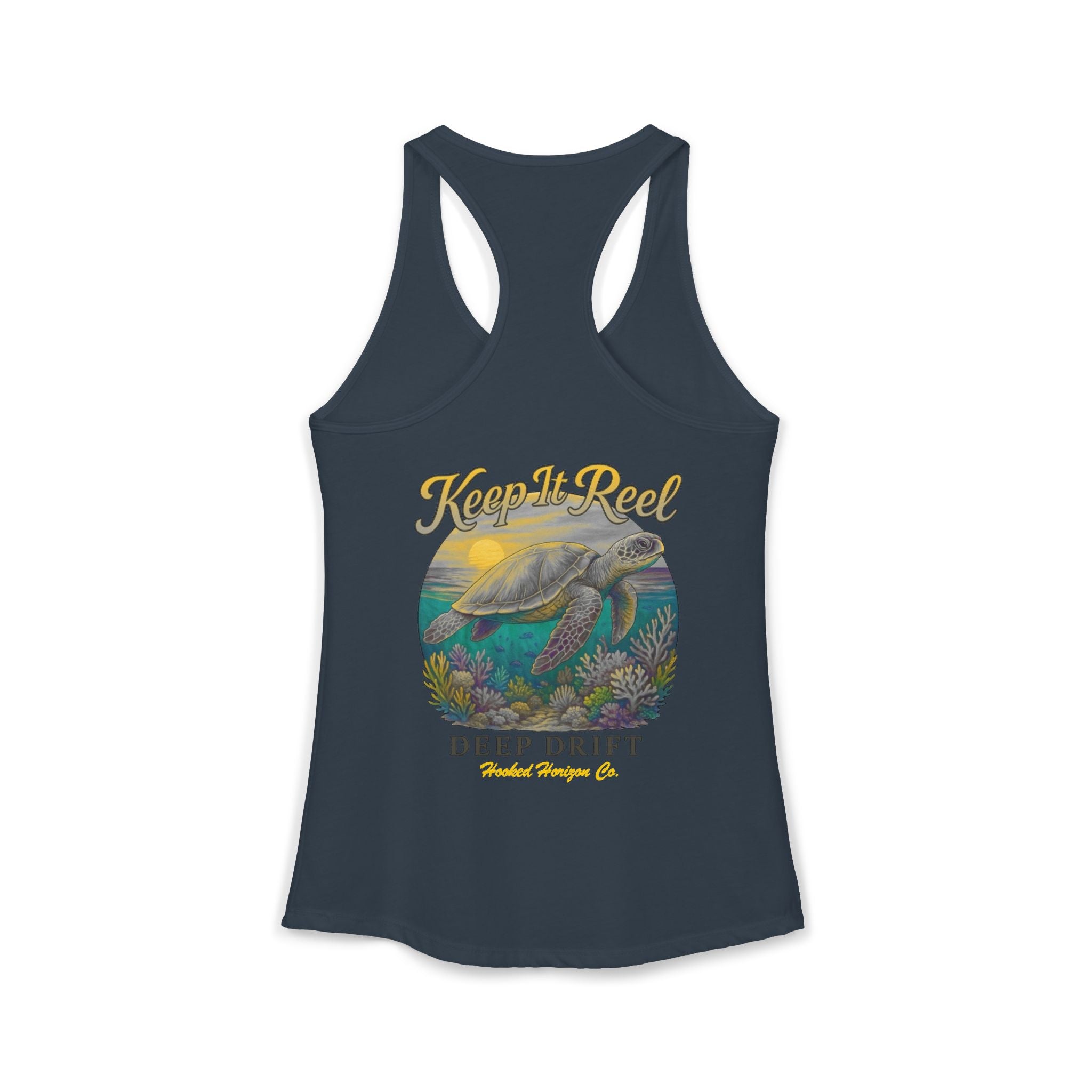 Turtle " Keep It Reel" Deep Drift– Hooked Horizon Co. Gifts for Ocean Lovers, Nautical Fashion, Everyday Comfort, Perfect Gift for Her
