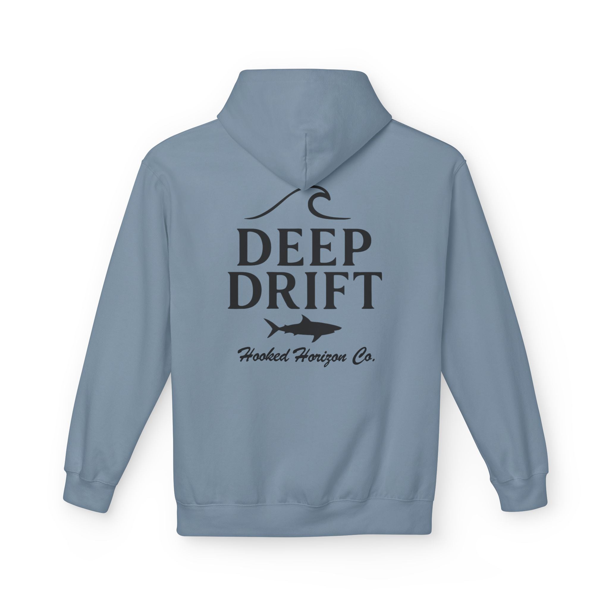 Deep Drift Wave & Shark Fishing Hoodie — Hooked Horizon Co. Pullover, Multiple Color Variations