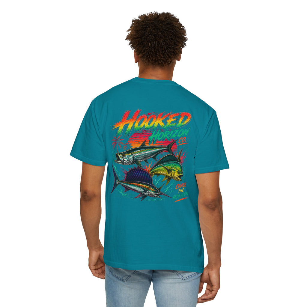 Retro 80s Tripple Fish Fishing Tee — Hooked Horizon Co.  Angler Gifts Ocean Lover Gifts