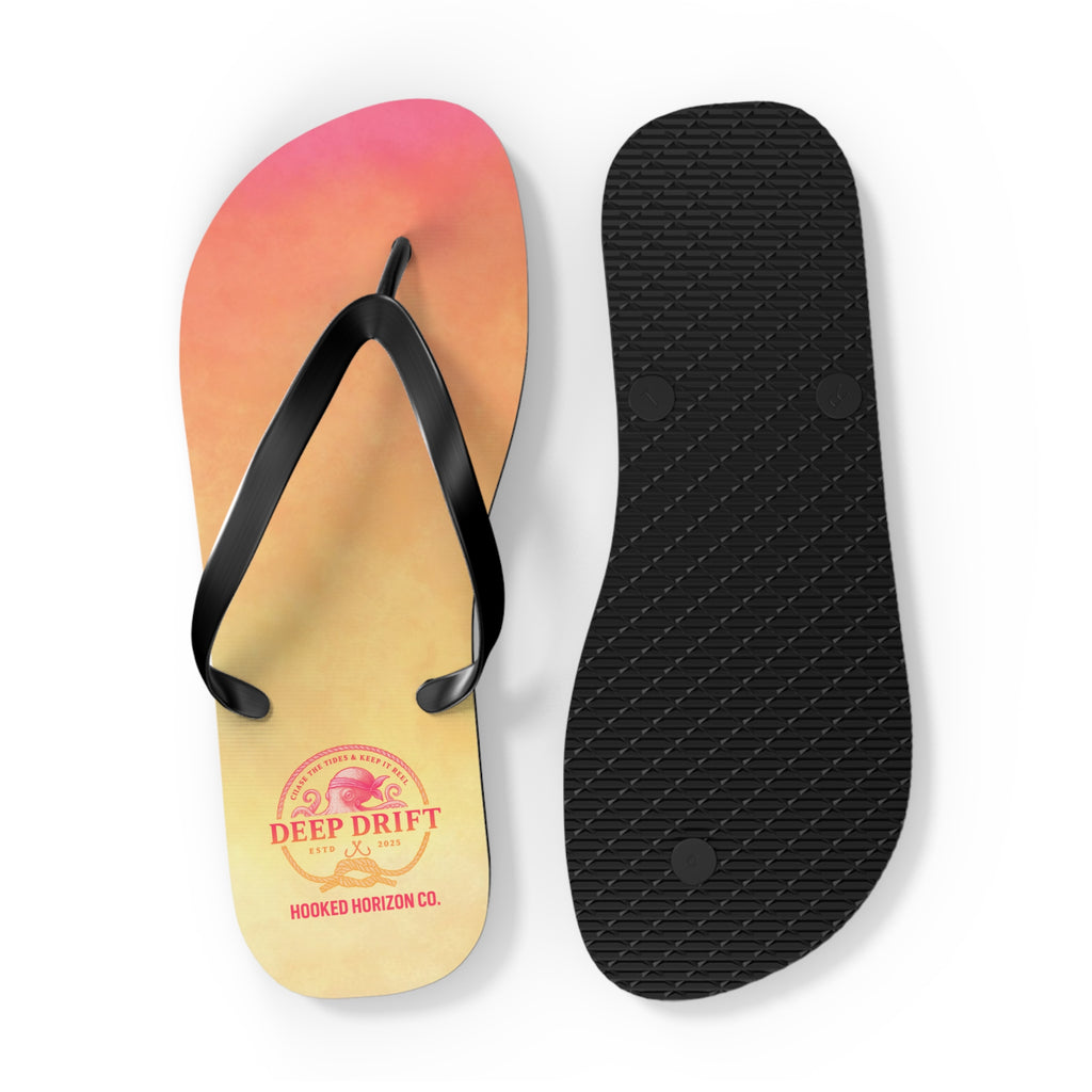 Pink Ombre Ocean-Inspired Flip Flops, Summer Sandals, Beach Footwear, Deep Drift, Vacation Essentials, Nautical Gift