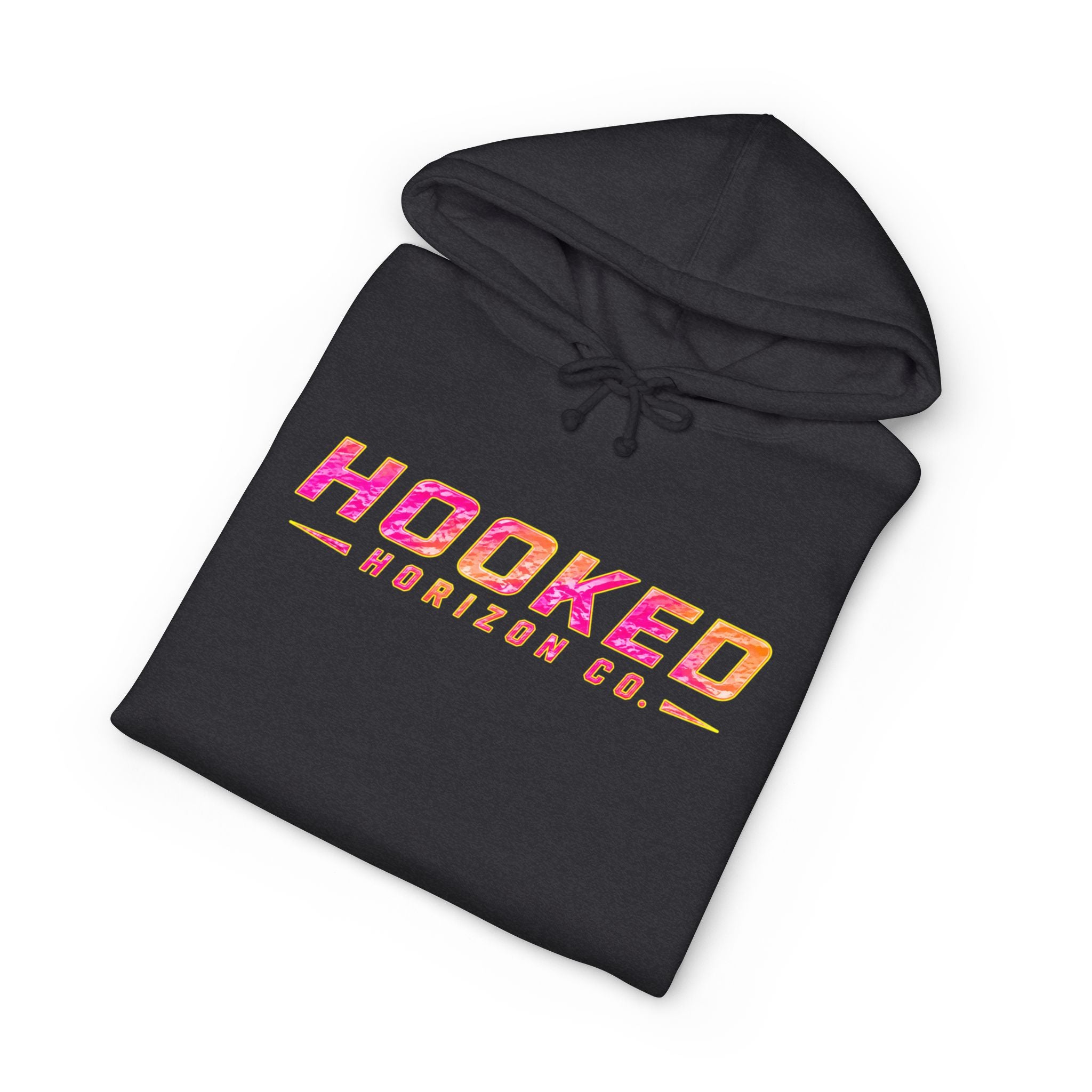 Hot Pink & Peach Hooked Horizon Co. — Fishing Back Graphic Hoodie, Multiple Color Variations
