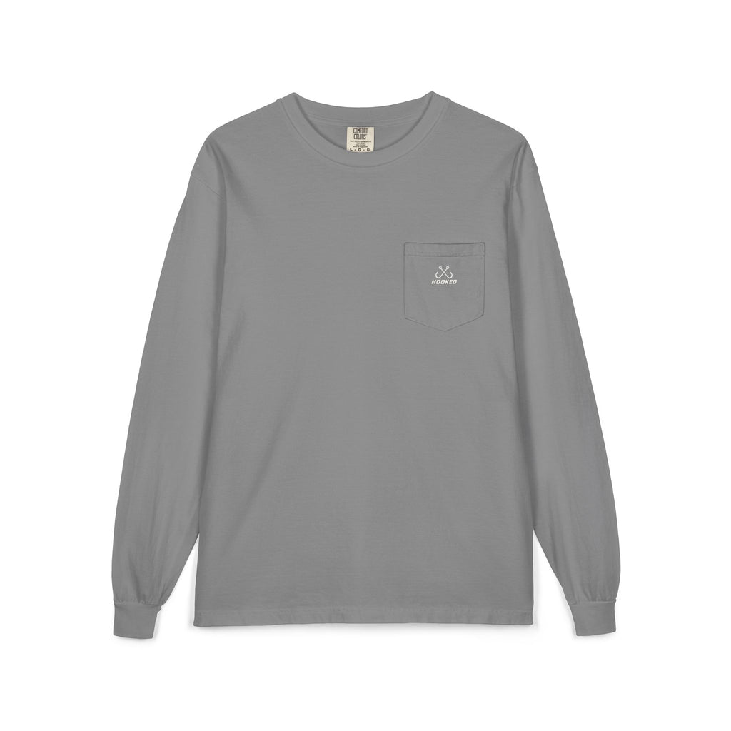 USA Manta Ray Hooked Horizon Co.  Classic Logo Unisex Long Sleeve Pocket T-Shirt