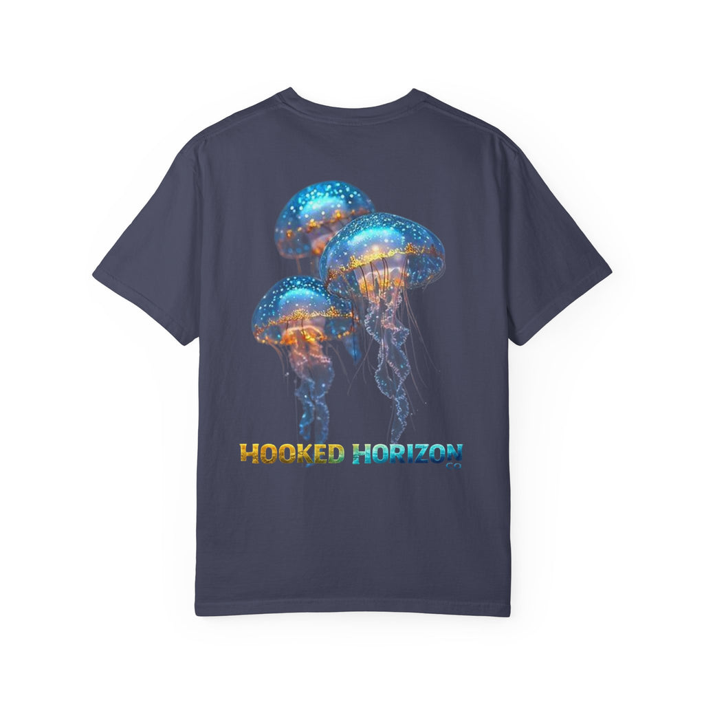 Jelly Fish Hooked Horizon Co. — Deep Drift Fishing Graphicishing Tee for Angler Lovers, Shark Lovers, Ocean Tee