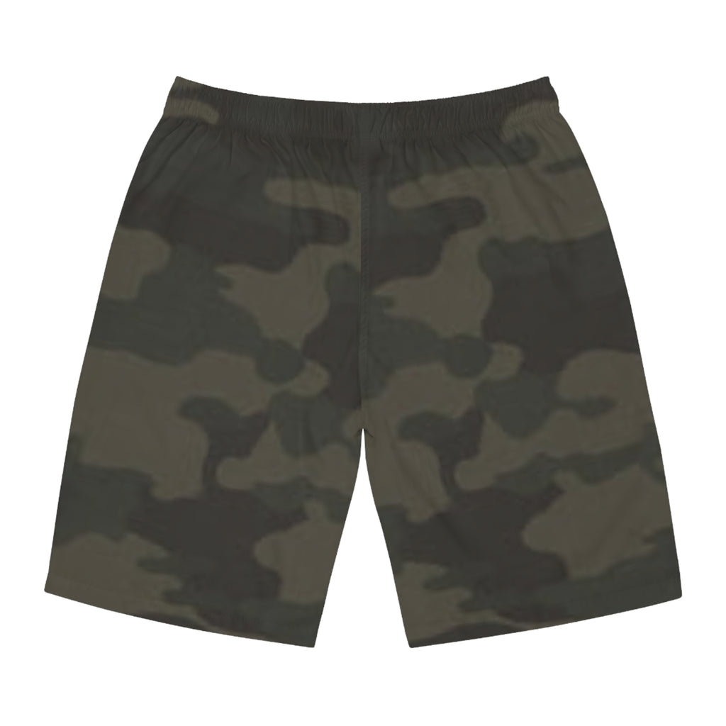 Olive Camo-Inspired Board Shorts, Swimwear for Beach Days, Summer Vacations, Pool Parties, Surfing Attire, Water Sports