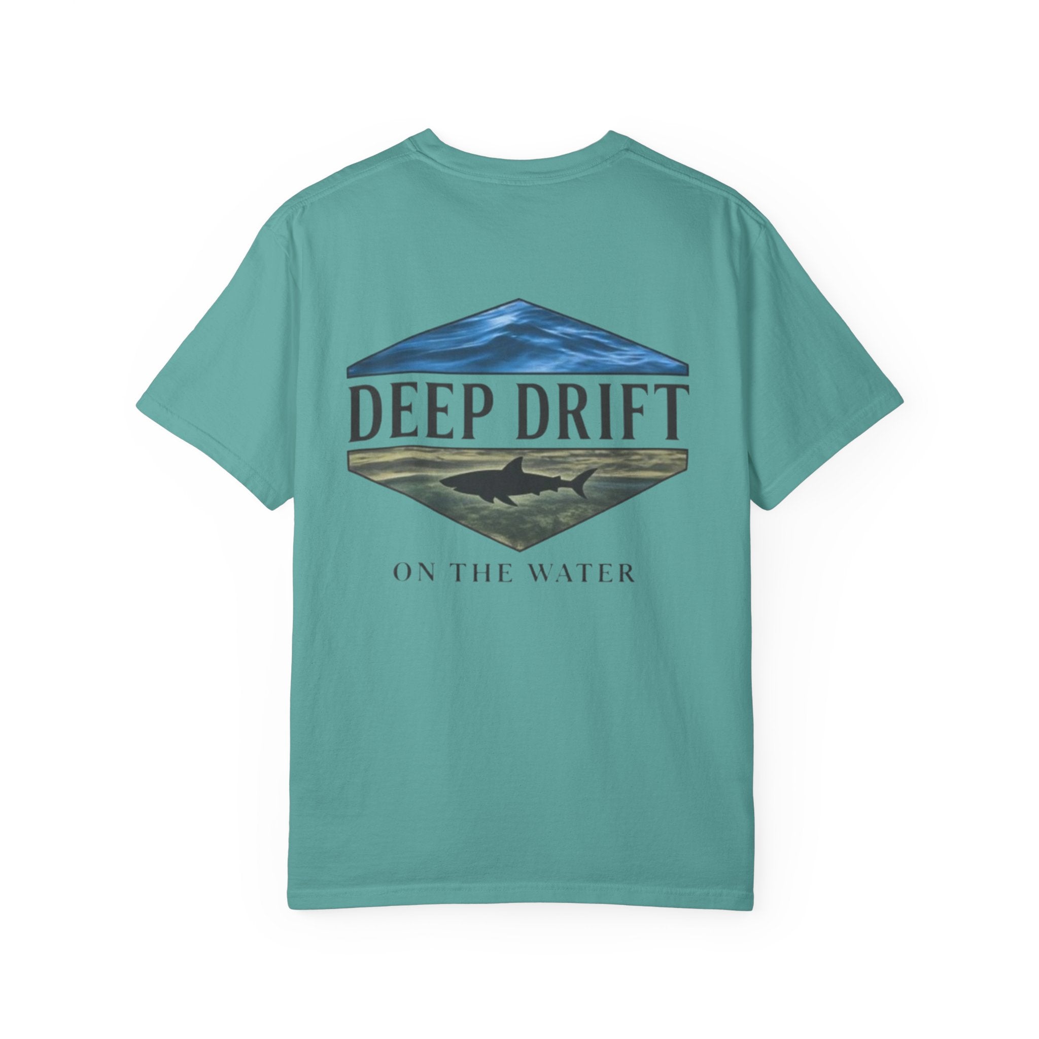 Shark Tee — "Deep Drift on the Water" Fishing Graphicishing Tee for Angler Lovers, Shark Lovers, Ocean Tee