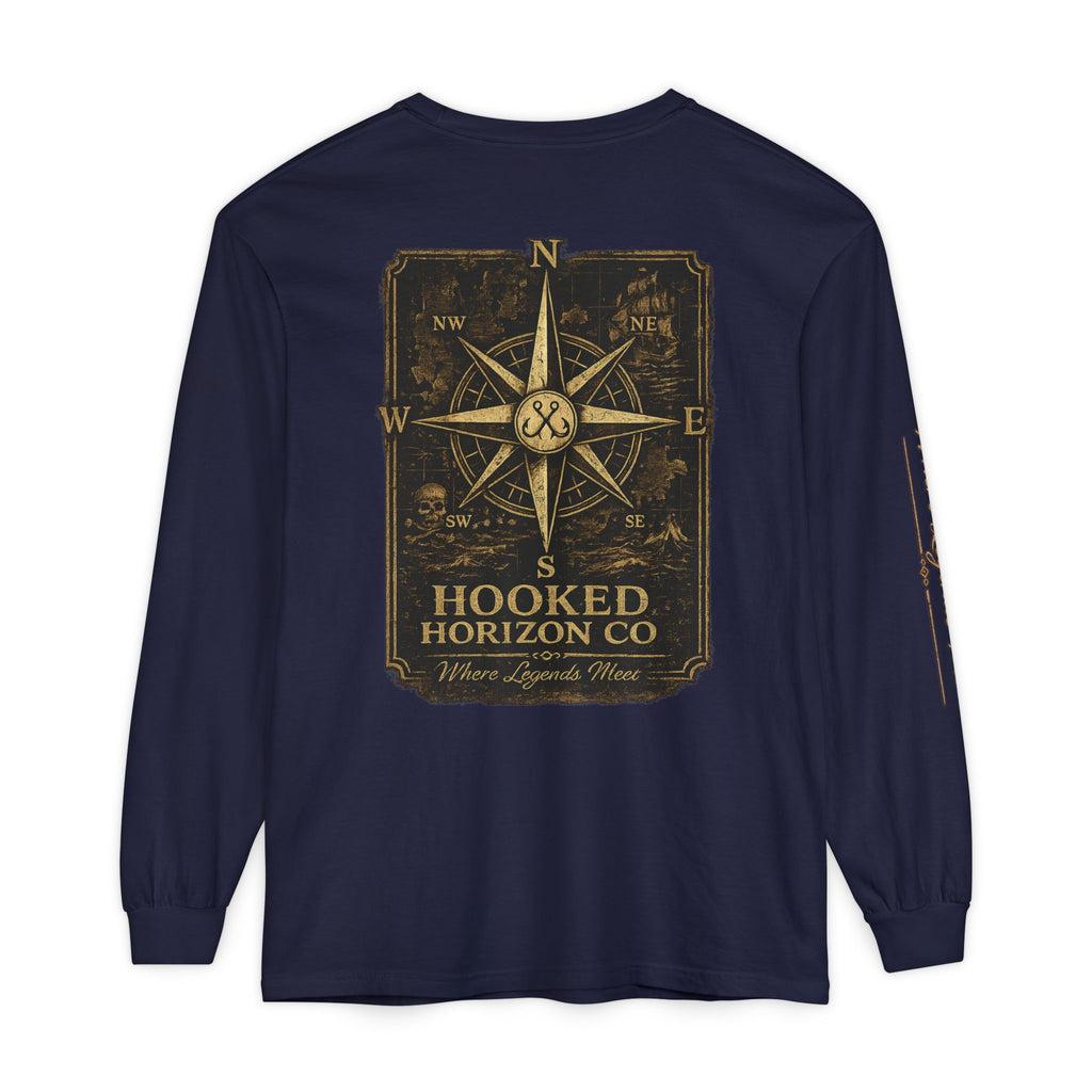 Compass Long Sleeve T-Shirt, Ocean Adventure Apparel, Boat Trip Shirt, Coastal Style, Gift for Fishermen