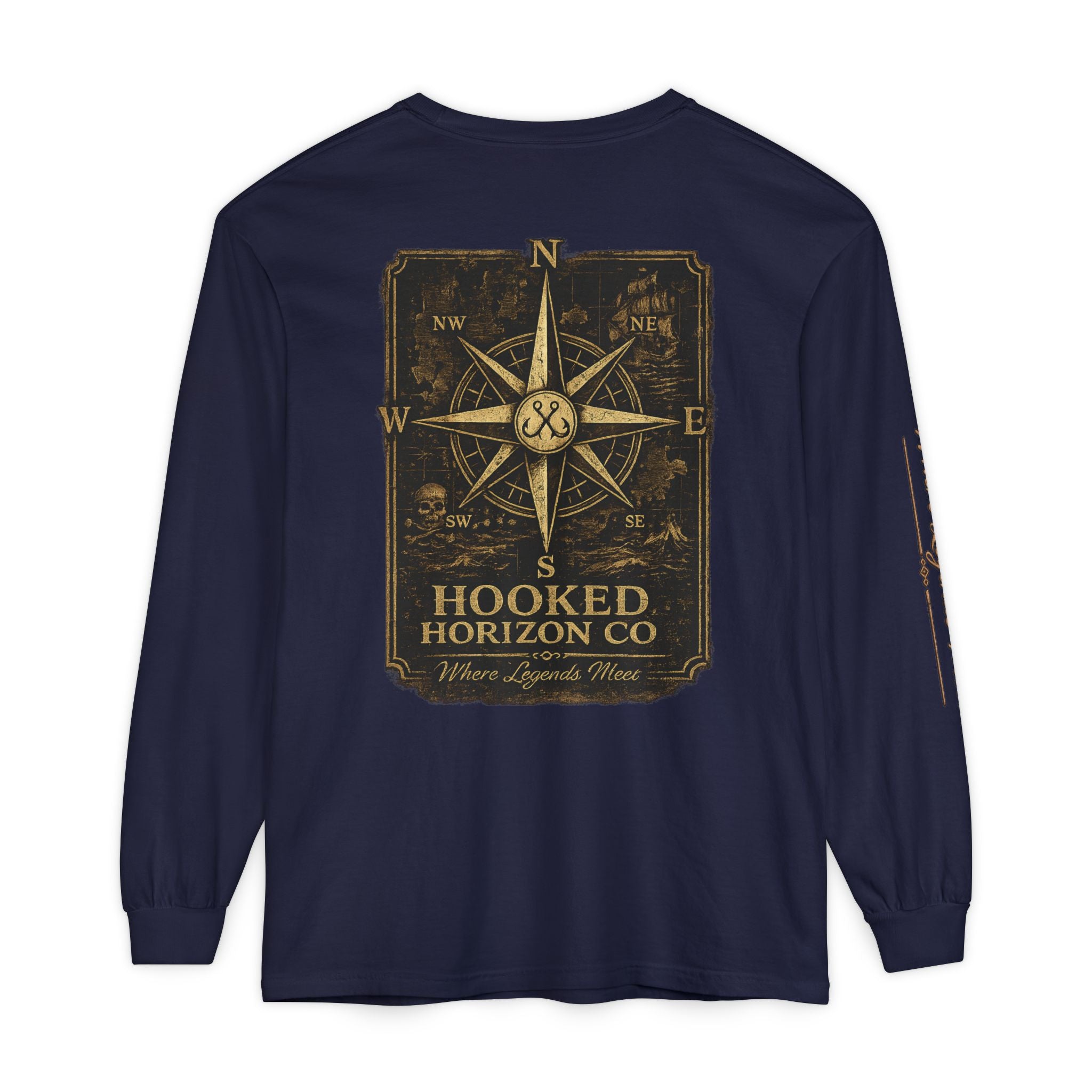 Compass Long Sleeve T-Shirt, Ocean Adventure Apparel, Boat Trip Shirt, Coastal Style, Gift for Fishermen