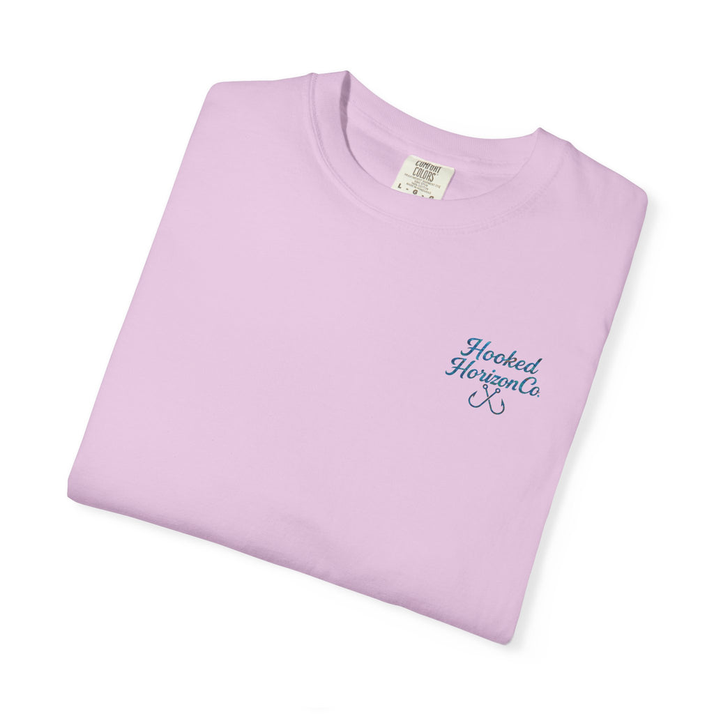 Mahi Mahi Hooked Horizon Co. — "Chasing Legends" Deep Drift Fishing Graphicishing Tee for Angler Lovers, Shark Lovers, Ocean Tee