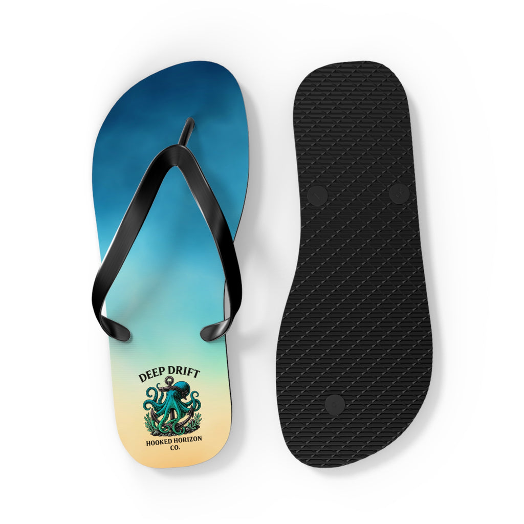 Ocean-Inspired Flip Flops, Summer Sandals, Beach Footwear, Deep Drift, Vacation Essentials, Nautical Gift