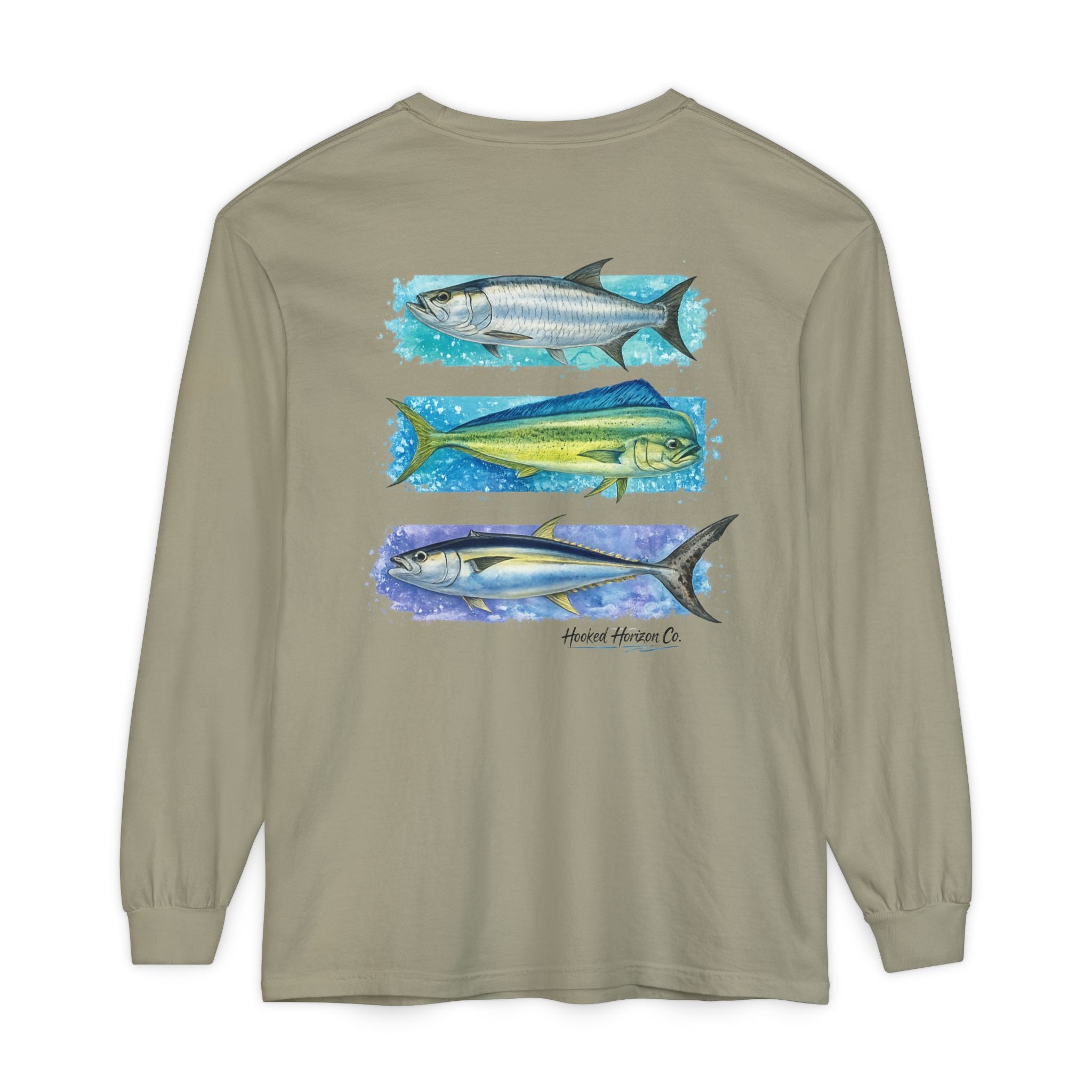 Chasing Legends Tarpon, Mahi Mahi, TunaSaltwater Fish Long Sleeve Tee — Hooked Horizon Co. Graphic Shirt