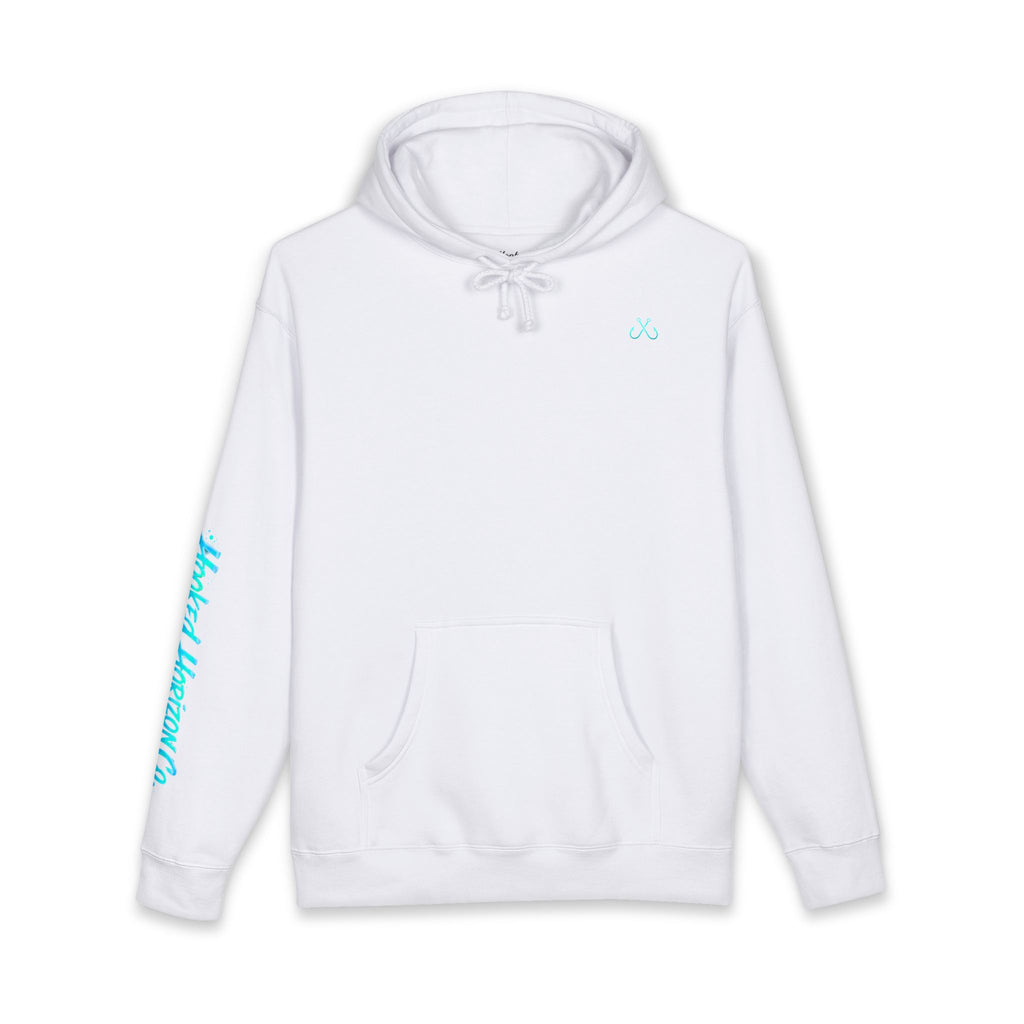 Sea Turtle & Sunset Hoodie Hooked Horizon Co. — Minimal Fishing Back Graphic Hoodie, Multiple Color Variations