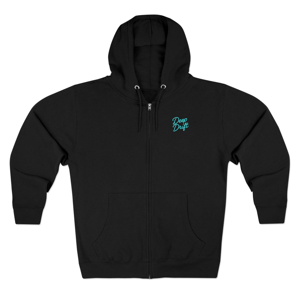 Marathon Key Neon Deep Drift Coral & Turtle Hooked Horizon Co. Unisex Zip Hoodie for Ocean Lovers, Nautical Fashion, Cool Weather Gear, Everyday Comfort, Perfect Gift