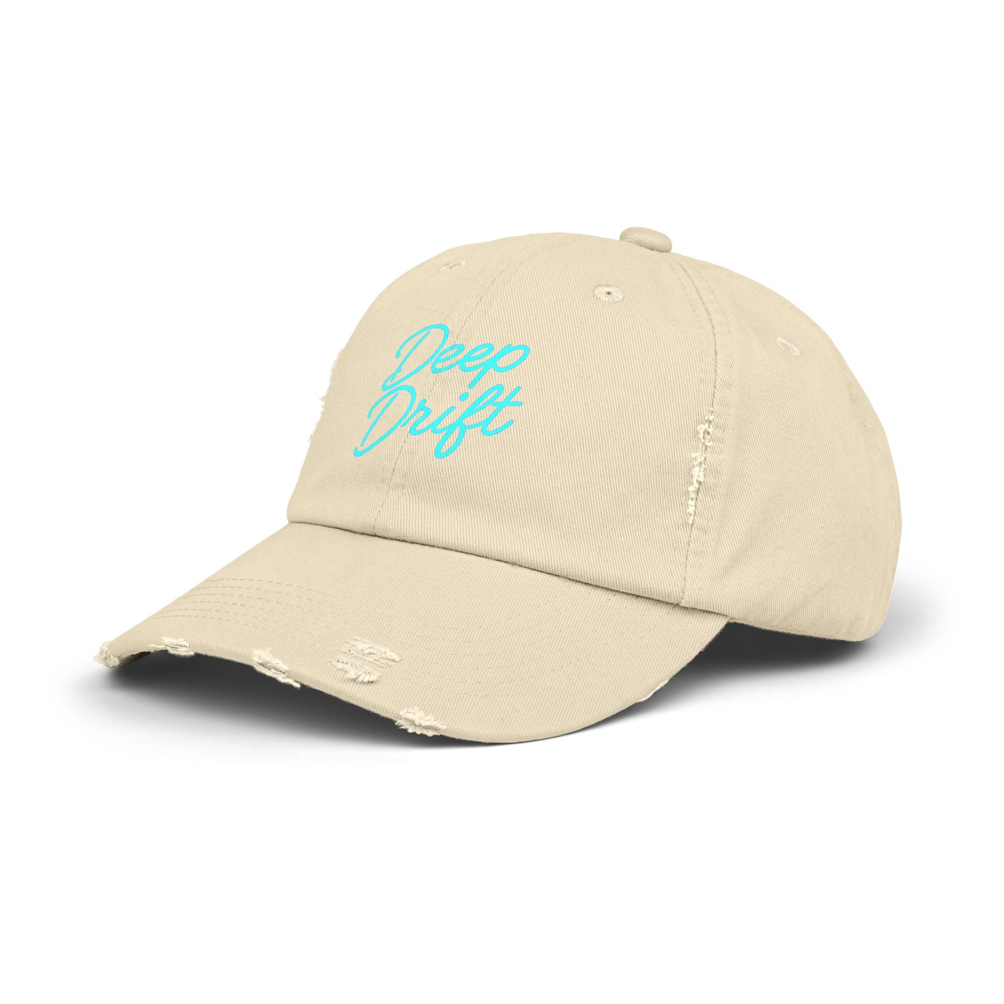 Deep Drift Turquoise Hooked Horizon Co.  Hat Unisex Distressed Cap - Casual Chic Hat, Perfect for Outdoor Adventures, Gifts for Him/Her, Vintage Style, Everyday Wear