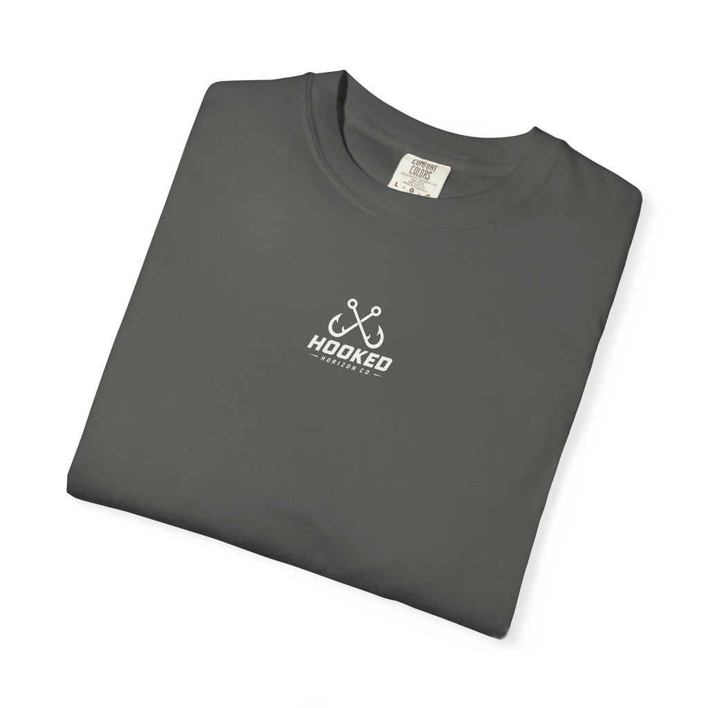 USA Shark Flag T-Shirt — "Hooked Horizon Co." American Fishing Graphic Tee