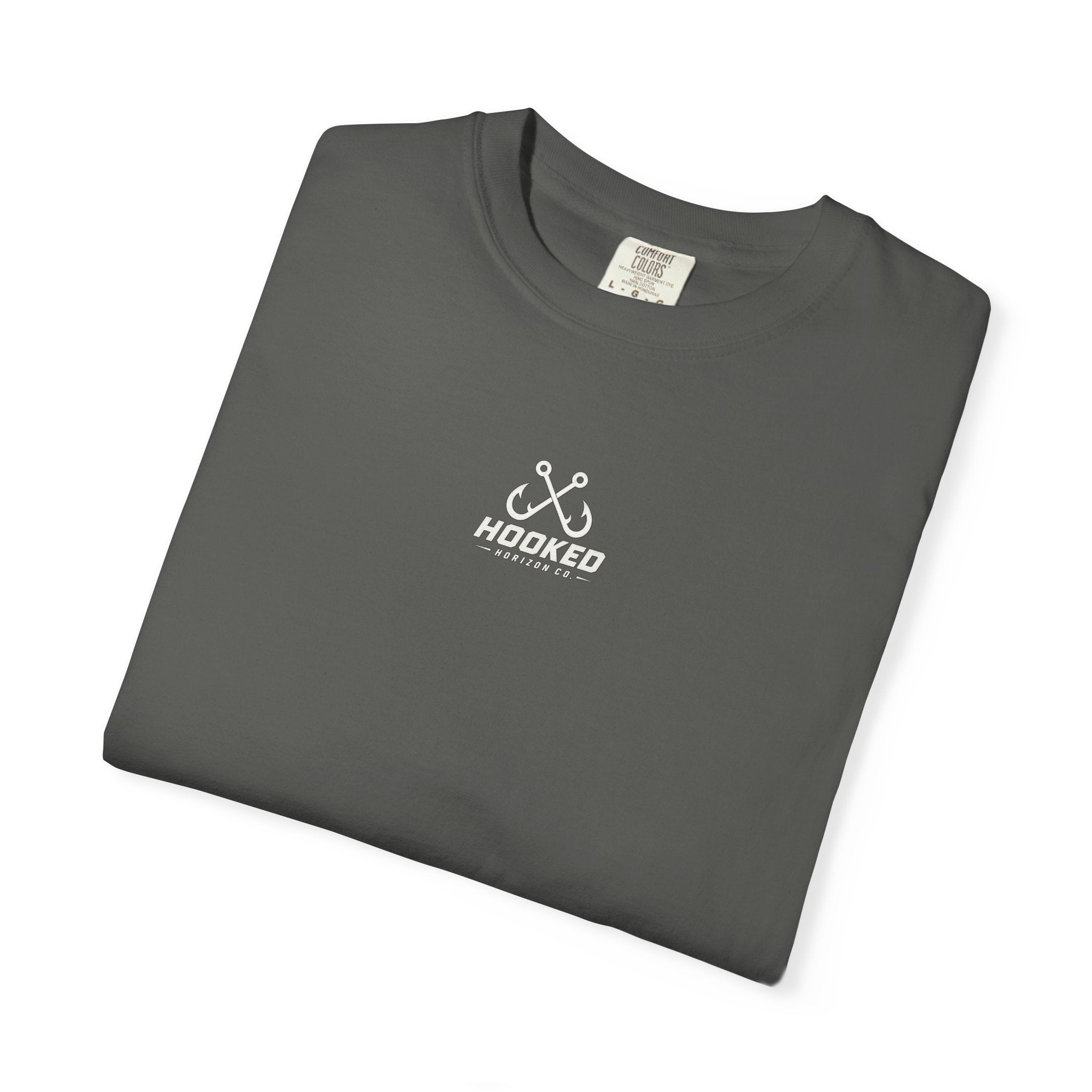 USA Shark Flag T-Shirt — "Hooked Horizon Co." American Fishing Graphic Tee