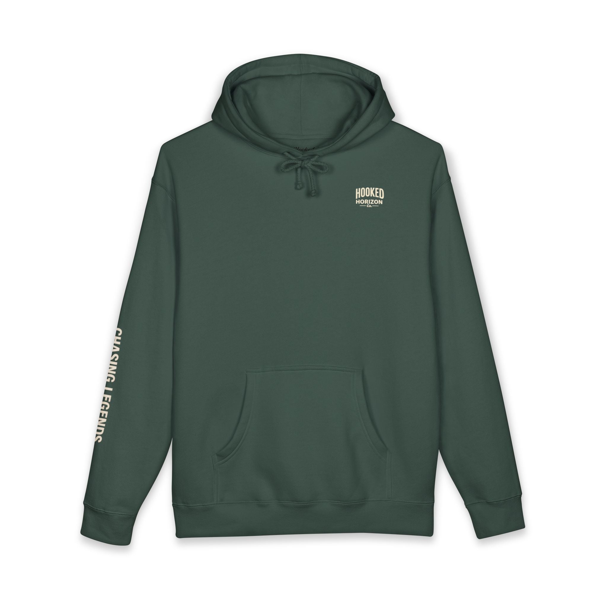Seagull & Red Sunset Hoodie Hooked Horizon Co. — Minimal Fishing Back Graphic Hoodie, Multiple Color Variations
