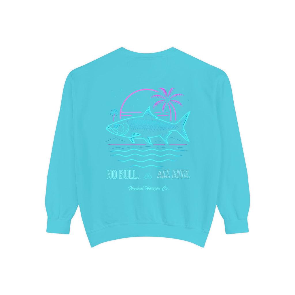 Vintage vibes Neon Tarpon Sweatshirt– Hooked Horizon Co. Ocean apparel, Gifts for Him & Her, Ocean Conservation, Soft Unisex Garment-Dyed Sweatshirt