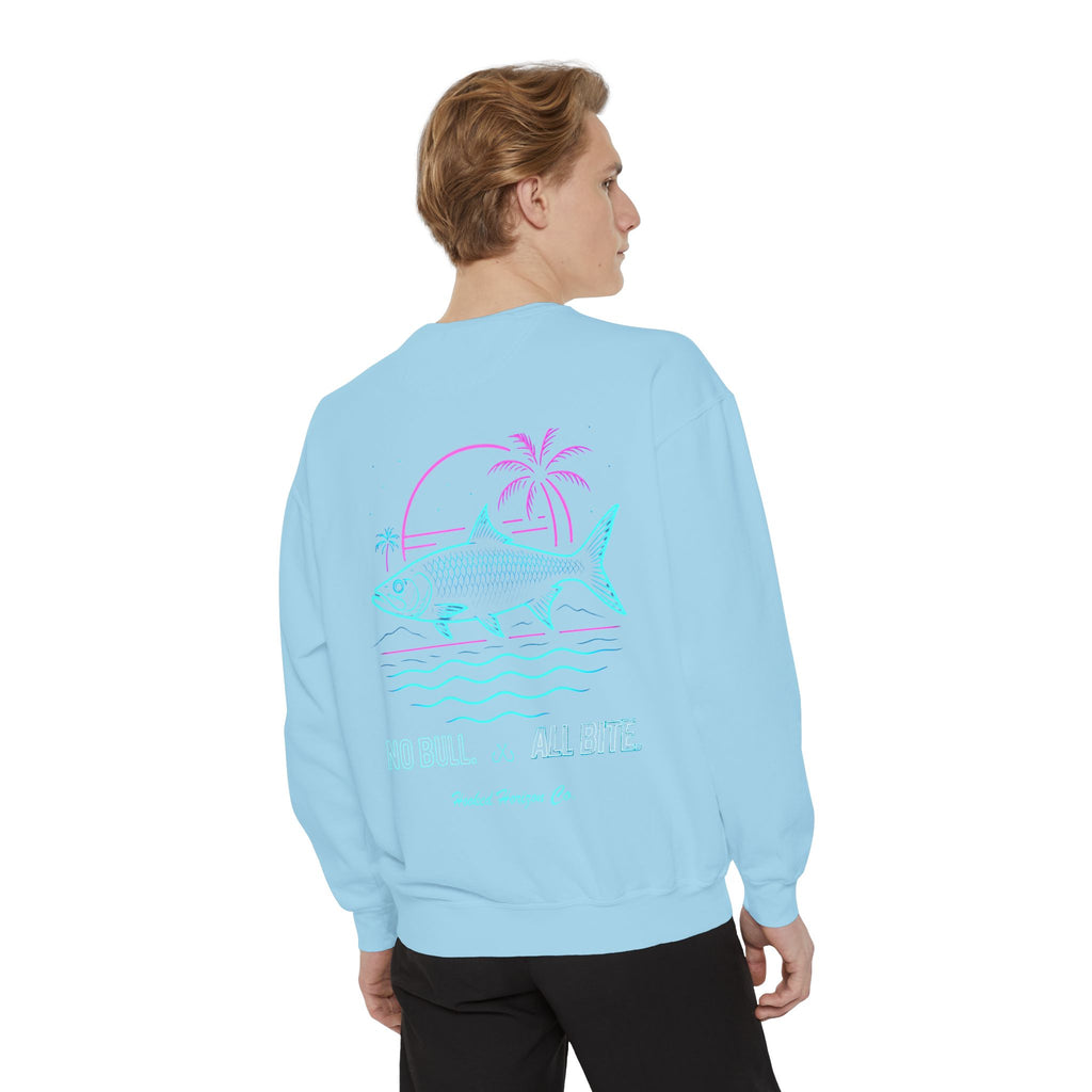 Vintage vibes Neon Tarpon Sweatshirt– Hooked Horizon Co. Ocean apparel, Gifts for Him & Her, Ocean Conservation, Soft Unisex Garment-Dyed Sweatshirt